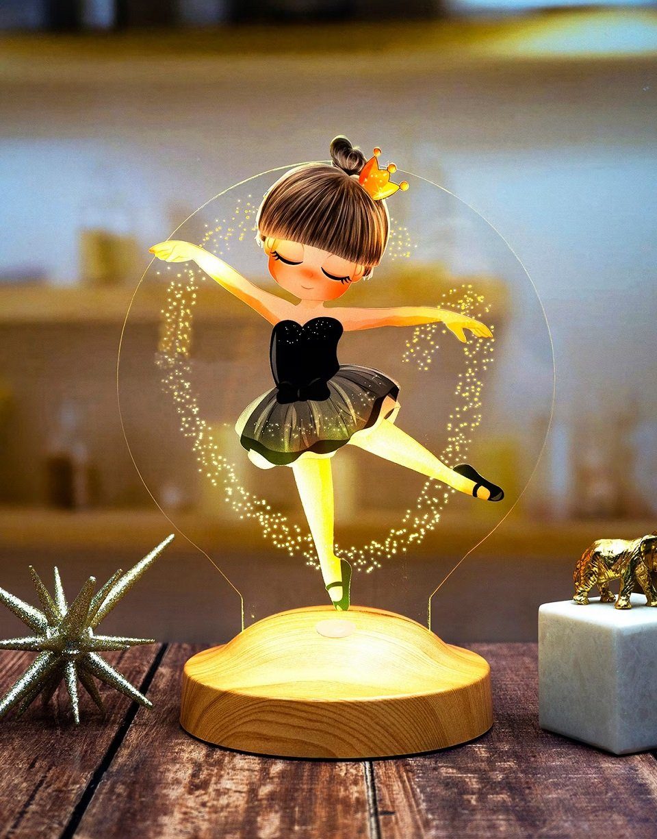 Geschenkelampe LED Nachttischlampe Ballerina Nachtlicht 3D UV Druck Geburtstagsgeschenk Balletttänzerin, Leuchte 7 Farben fest integriert, Geschenk für Mädchen, Tochter, Babys, Enkelin