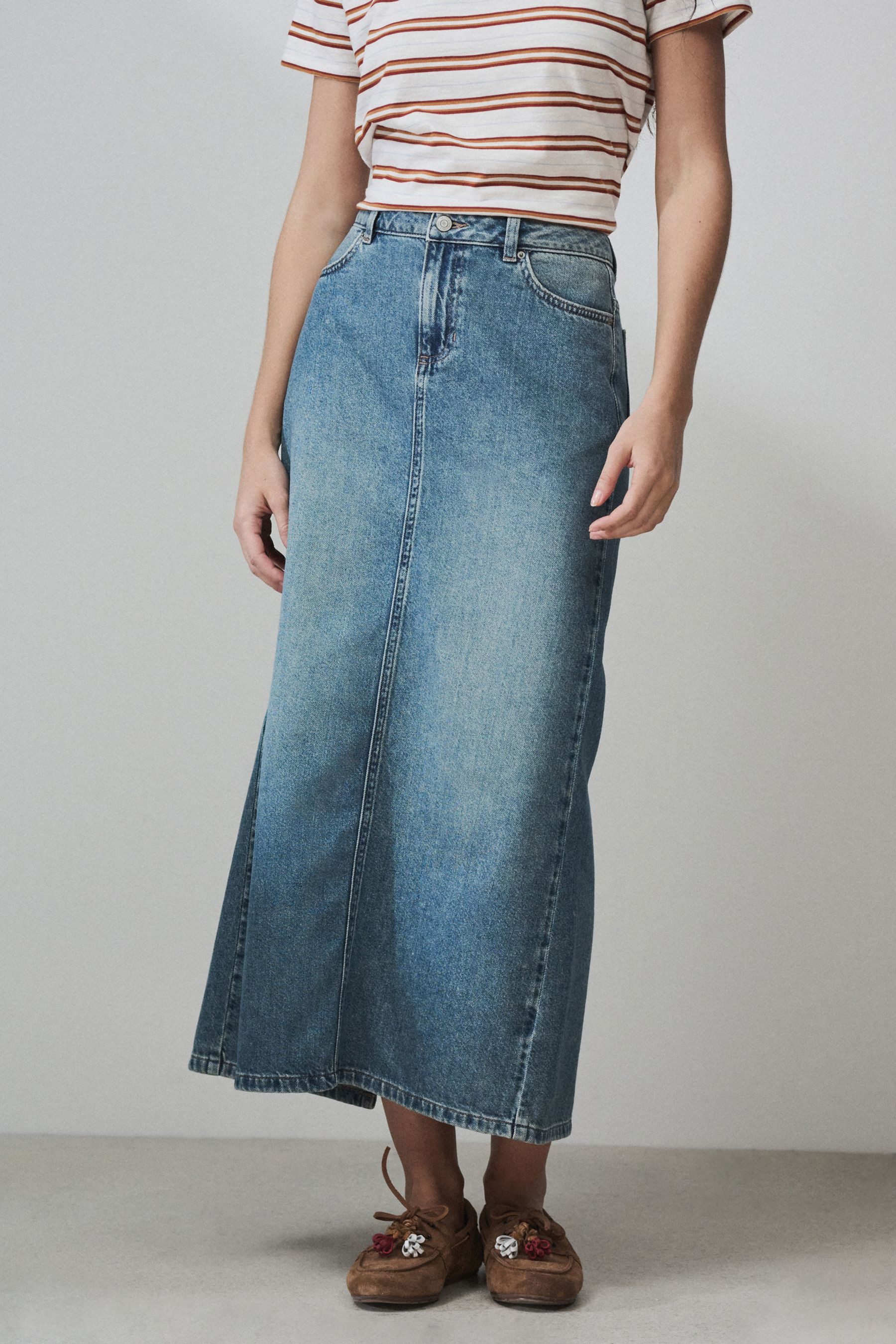 Next Maxirock Gestufter Denim-Maxirock (1-tlg)