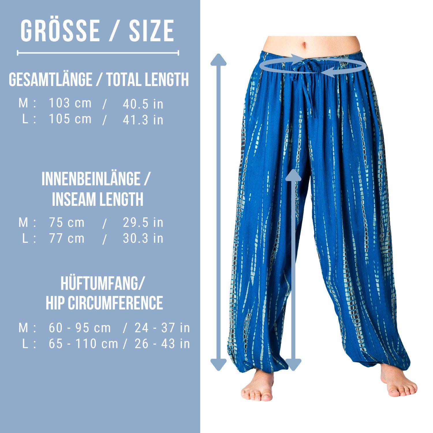 PANASIAM Haremshose Tie-Dye Haremshose Sommerhose aus 100% Viskose Schlupfhose mit Taschen Freizeithose Unisex Lounge-Hose lockere Strandhose Pumphose Jogger