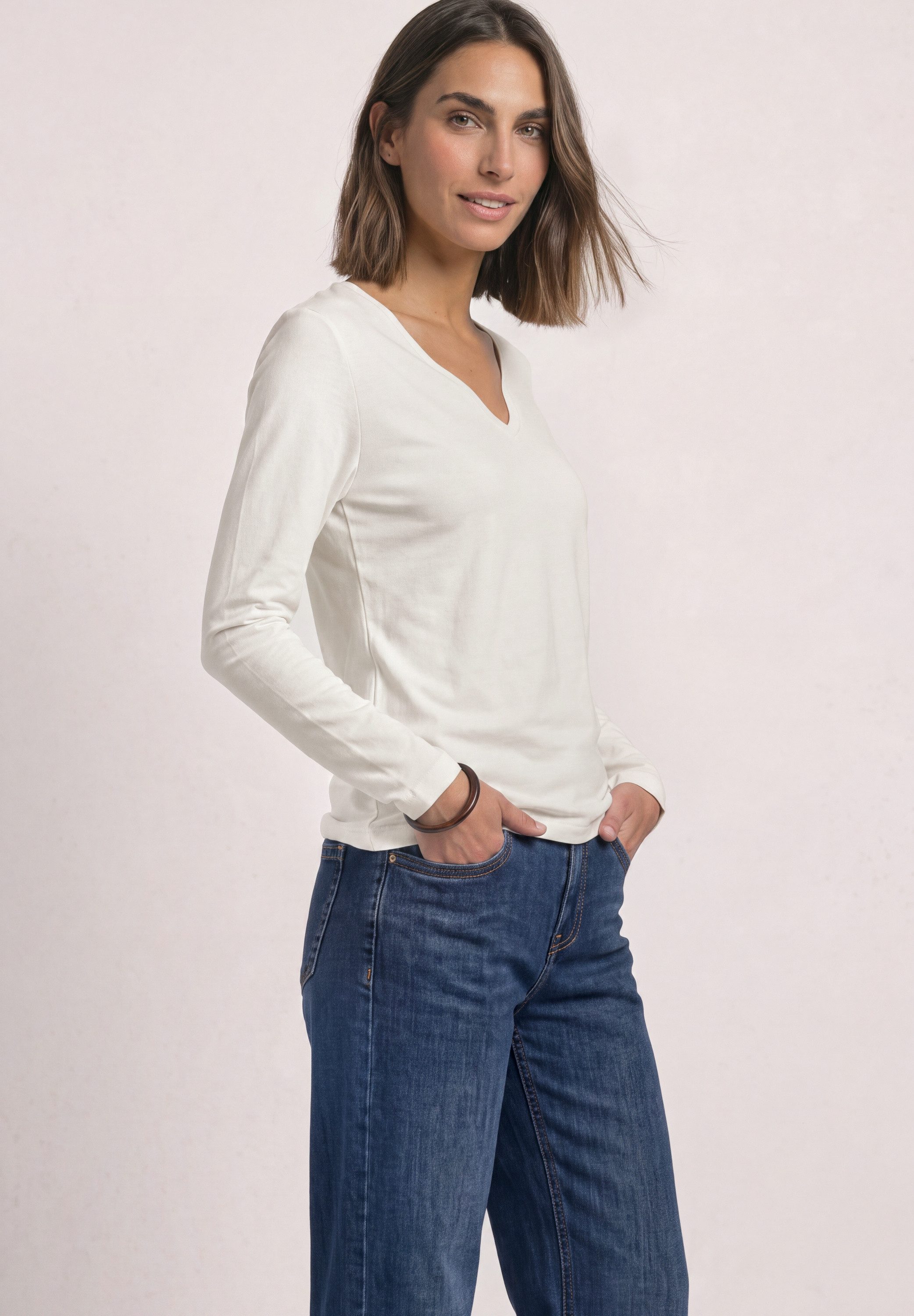 STREET ONE Langarmshirt in Unifarbe