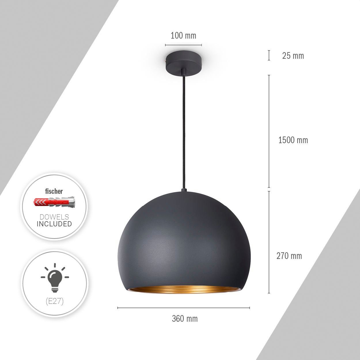 Paco Home Pendelleuchte JOHN, ohne Leuchtmittel