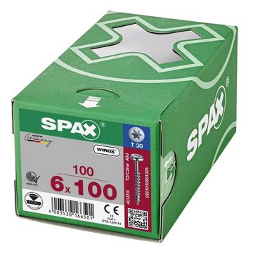 SPAX Spanplattenschraube Universalschraube, (Stahl weiß verzinkt, 100 St), 6x100 mm