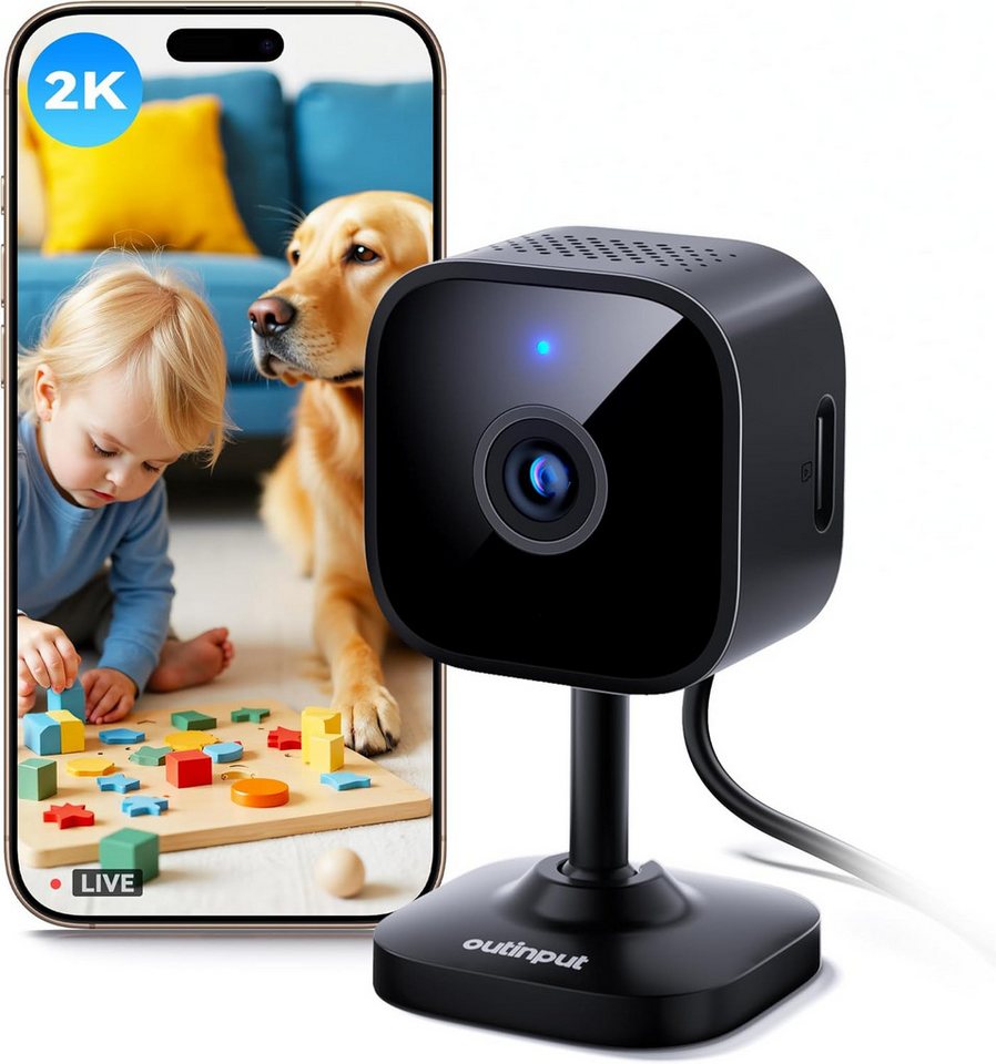 SpionProfi Überwachungskamera 2K Wlan Live Cam Mini Überwachungskamera Innen Haus Kamera (Innenbereich, Wifi IP Haus Geschäft Mini Kamera mit Bewegungsmelder & Nachtsicht)