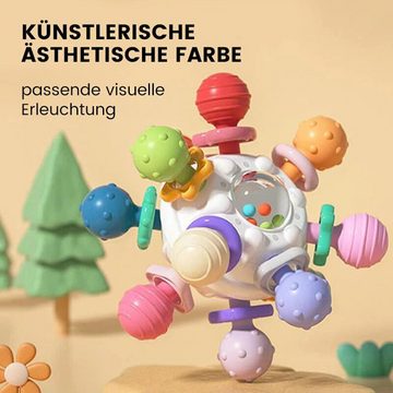 Juoungle Lernspielzeug Beißspielzeug Baby ab 3 Monaten, Sensorik Rassel Babyspielzeug, Es erzeugt ein Rasselgeräusch, wenn es verdreht oder geschüttelt wird