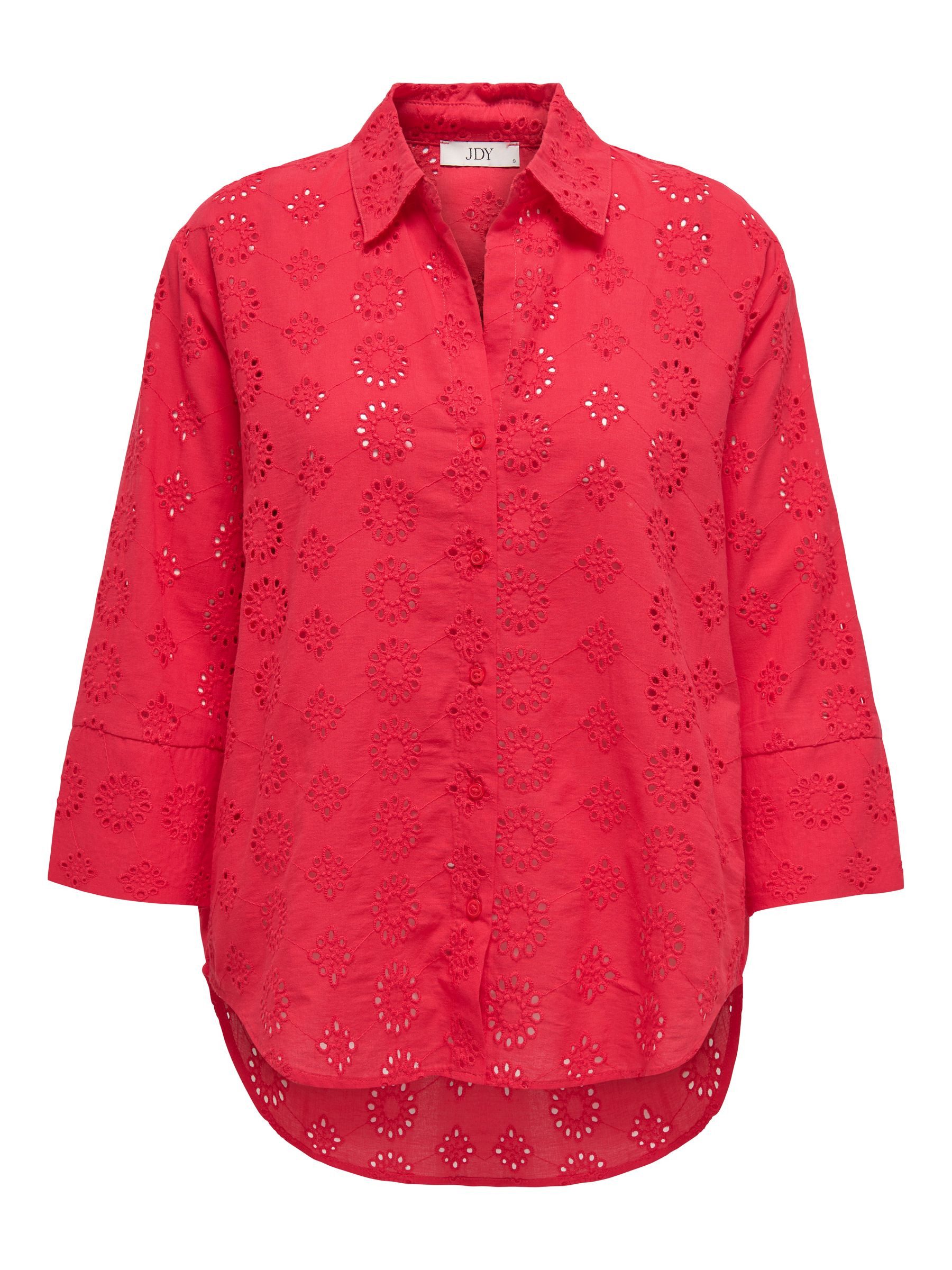 JACQUELINE de YONG Blusenshirt Trendiges mit Lochstickerei und längerer Rüc günstig online kaufen