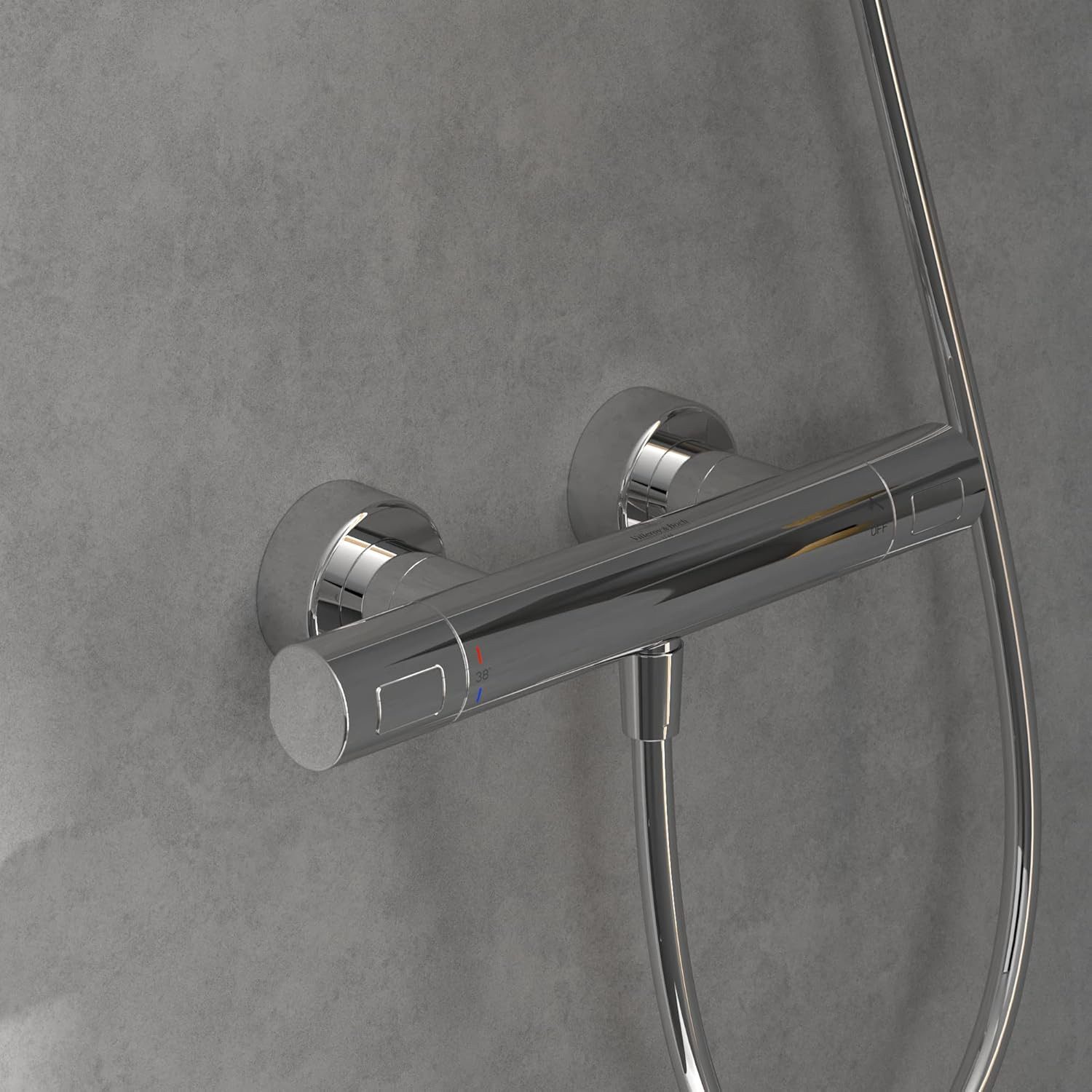 Villeroy & Boch Duschsystem, Höhe 60.40 cm, Thermostat, Handbrause, Aufputz, Chrom