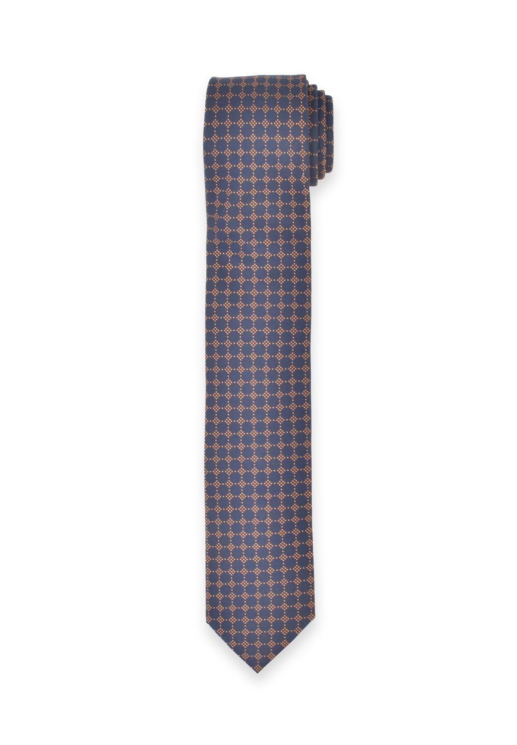 MARVELIS Krawatte Krawatte - Punkte - Dunkelblau/Cognac - 6,5 cm