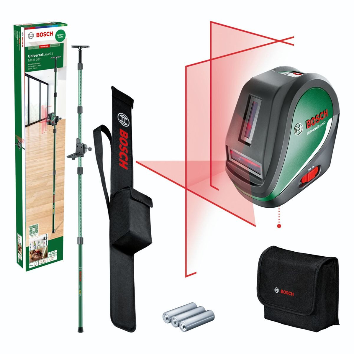 BOSCH Entfernungsmesser UniversalLevel 3 Maxi Set Kreuzlinien-Laser günstig online kaufen