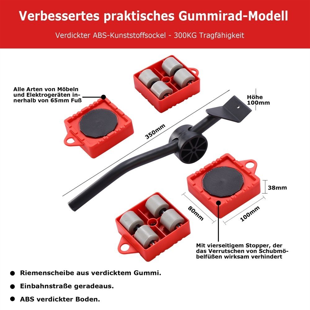 Feel2Home Möbelrolle Möbelheber 5 tlg. 300 KG Möbeltransport Set Umzughelfe günstig online kaufen