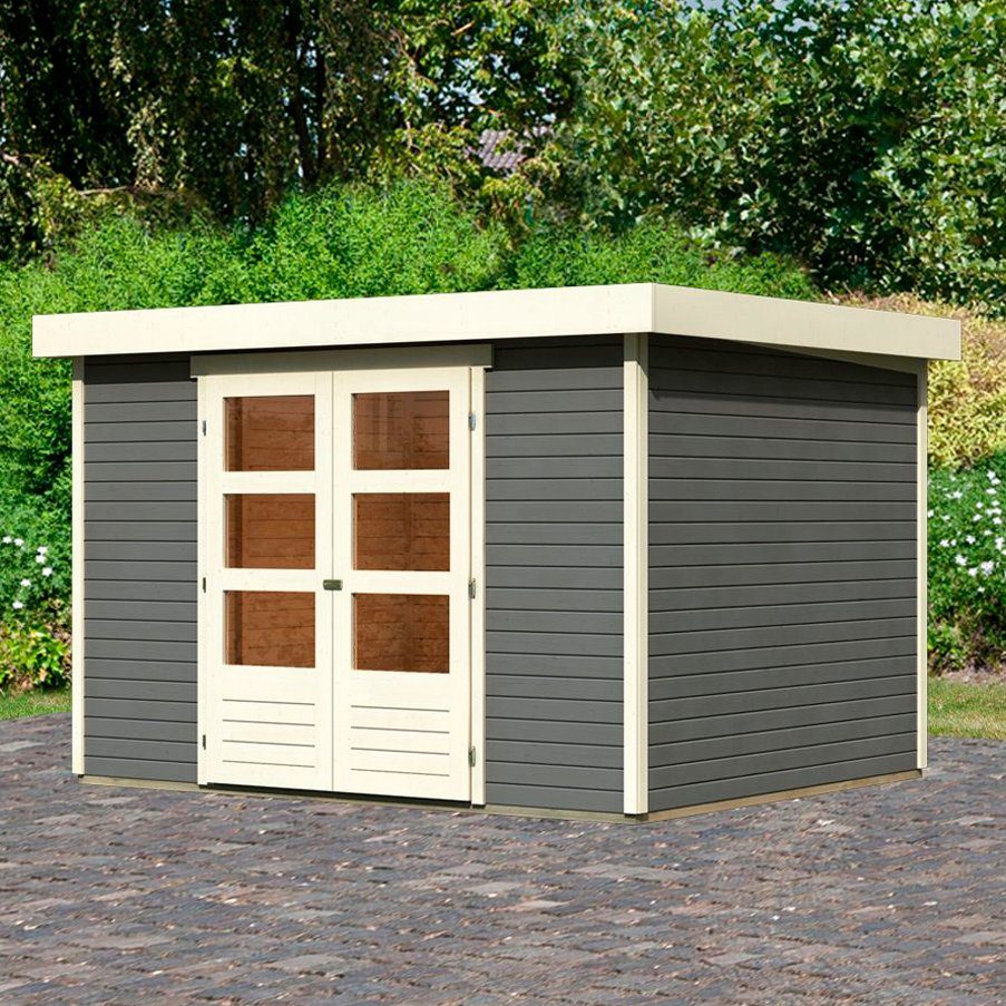 Karibu Gartenhaus "Arnis 5" anthrazit, BxT: 302x246 cm, aus hochwertiger nordischer Fichte