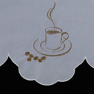 Scheibengardine, Joyswahl, Stangendurchzug, transparent, Voile, Küche Kurzstore, Kaffee-Motive