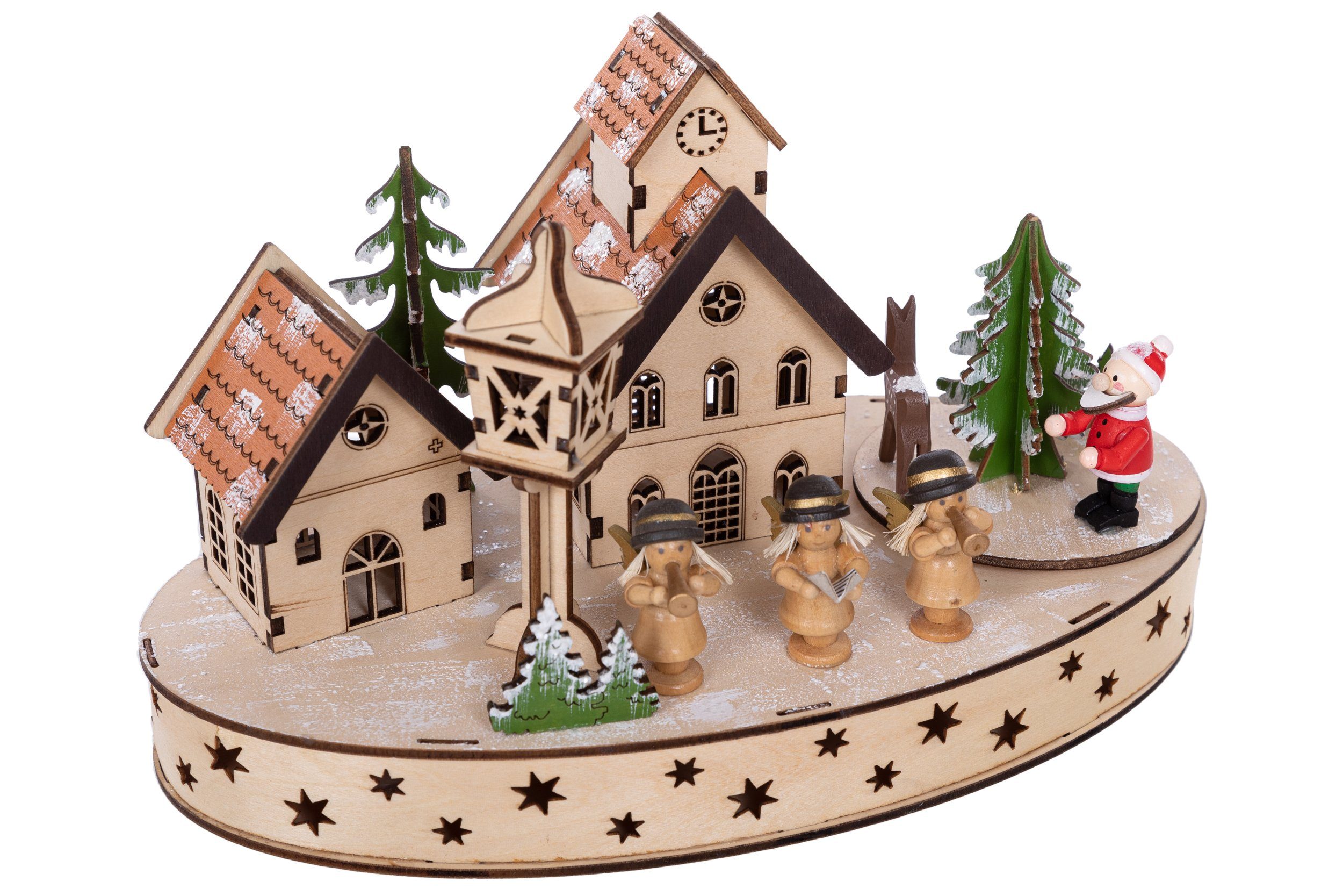 kleinem Weihnachtsdorf Weihnachtsdorf mit Wohnando Spieluhr aus Holz