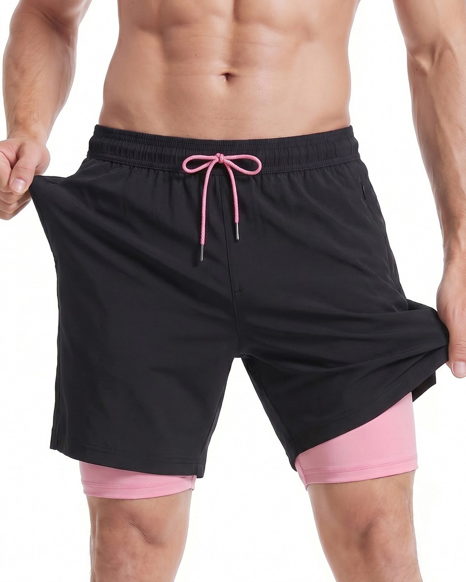 MaaMgic Shorts Herren Elastan kurze Hose 2-in-1 Badehose schnelltrocknend Sporthose (1-tlg)