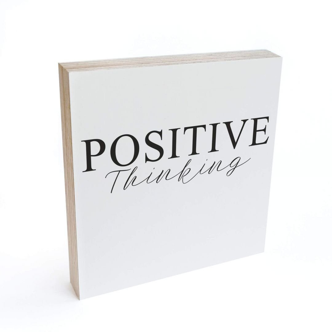 K&L Wall Art Holzbild Tischdeko Positive Thinking Wohnzimmer Buchstaben Deko, Fensterbank Schild modern