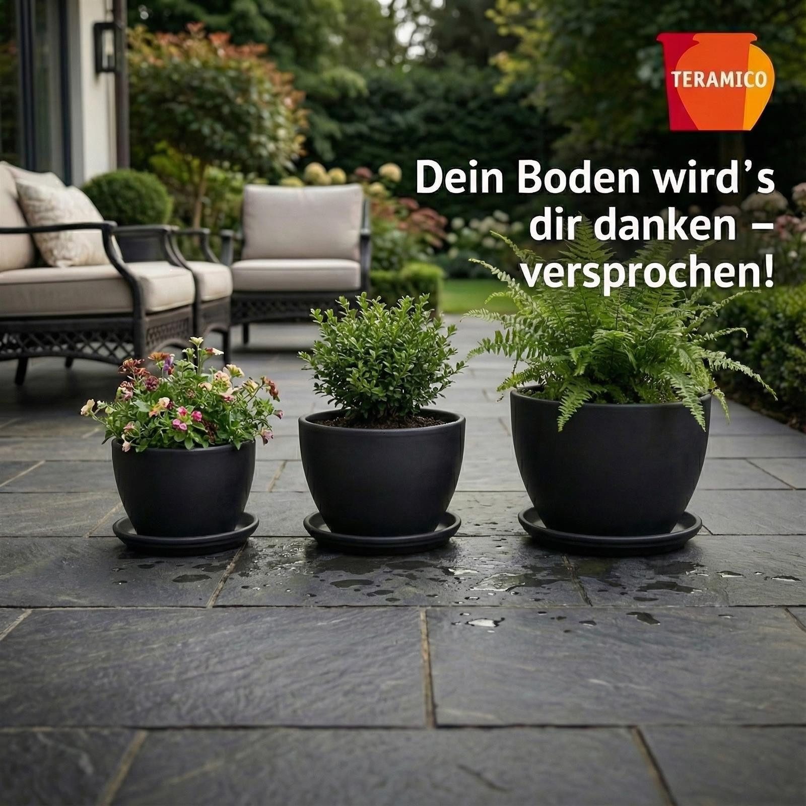 Teramico Blumentopfuntersetzer Keramik Untersetzer Anthrazit – Ø 40 cm (XXL günstig online kaufen