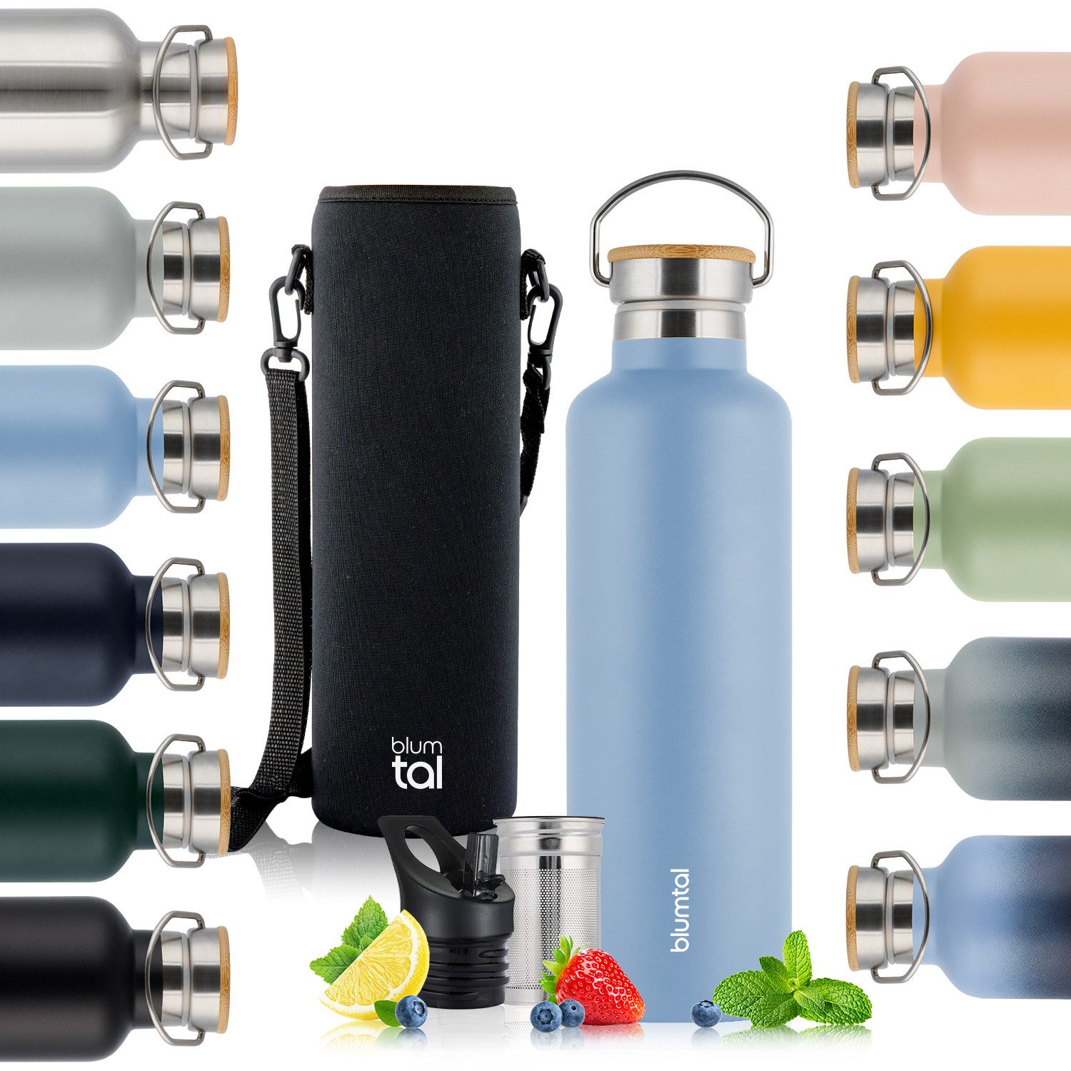 Blumtal Thermoflasche Thermosflasche 1L - doppelwandige Flasche Edelstahl 1L - BPA frei