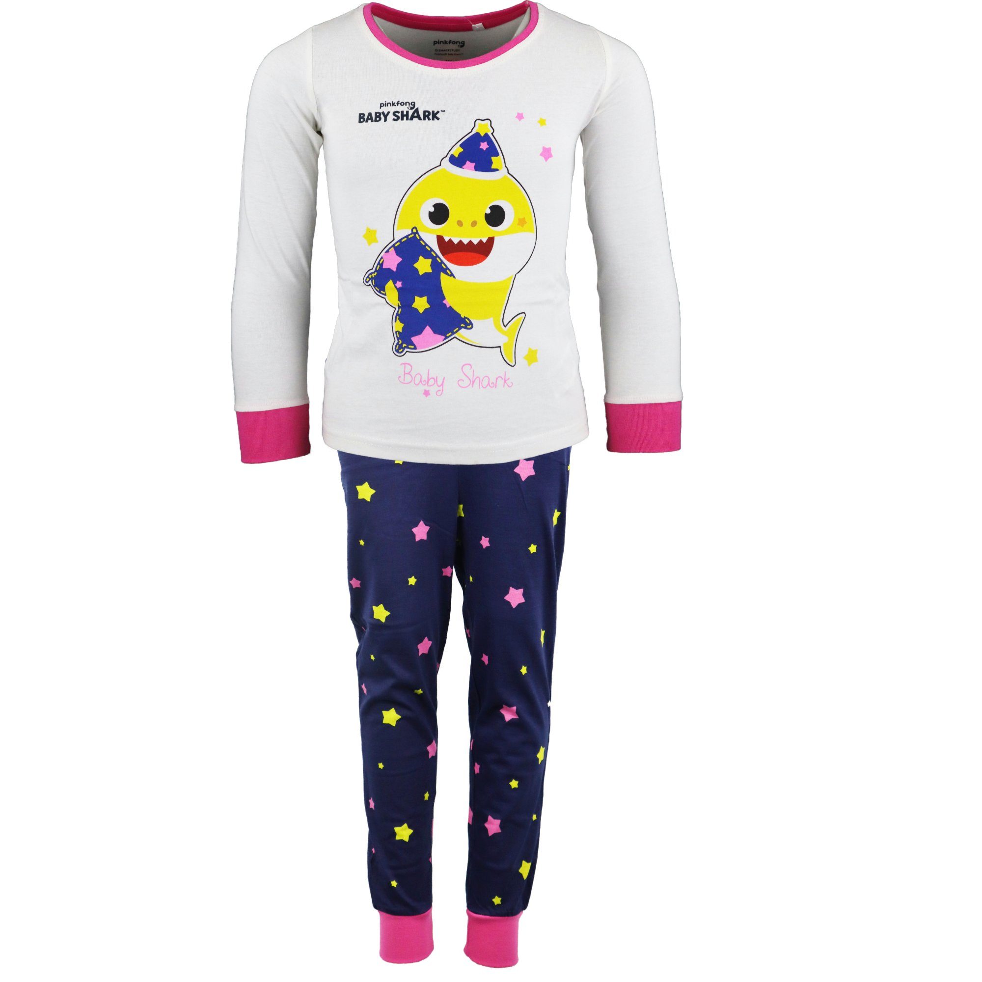 Mädchen bis Kinder Schlafanzug 100% Baby 92 Hai Baby Shark Shark Baby langarm Baumwolle Pyjama 116, Gr.