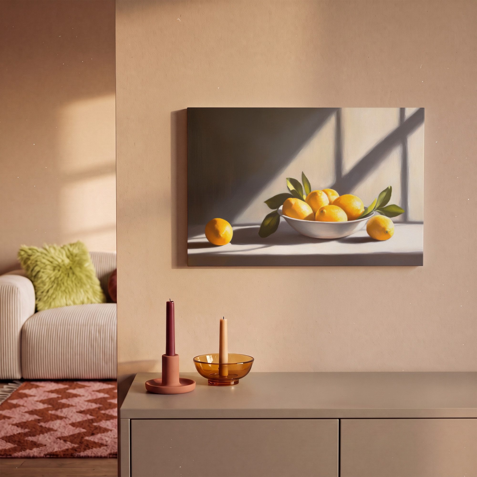 OneMillionCanvasses® Leinwandbild Zitronen - Stilleben - Gelb, Fotodruck (1 St), Leinwand Bilder Klein, Wand Dekoration Aesthetic 30x20 cm – Bild 2 von 5