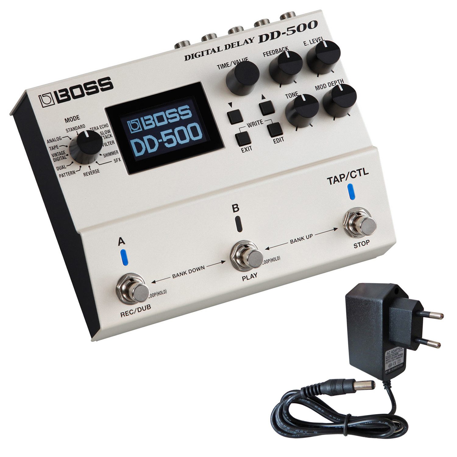 Boss by Roland E-Gitarre DD-500, Effektgerät, Digital Delay, Pedal, mit keepdrum Netzteil