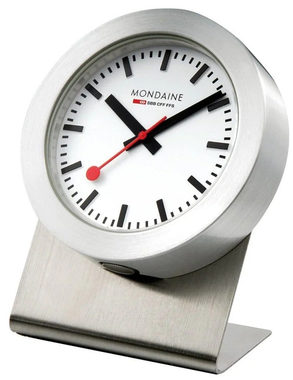 MONDAINE Wecker Mondaine A660.30318.81SBB magnetische silberne Wanduhr Tischuhr Küche Alarm,Minute,Sekunde,Stunde