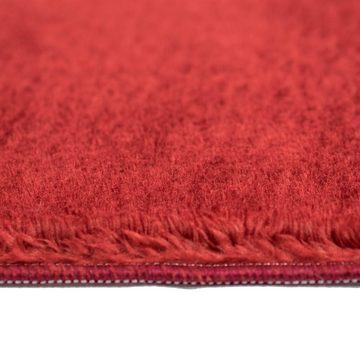 Designteppich Shaggy Teppich weicher Wohnzimmer Hochflor Badezimmer waschbar rot, Teppich-Traum, rechteckig, Höhe: 18 mm