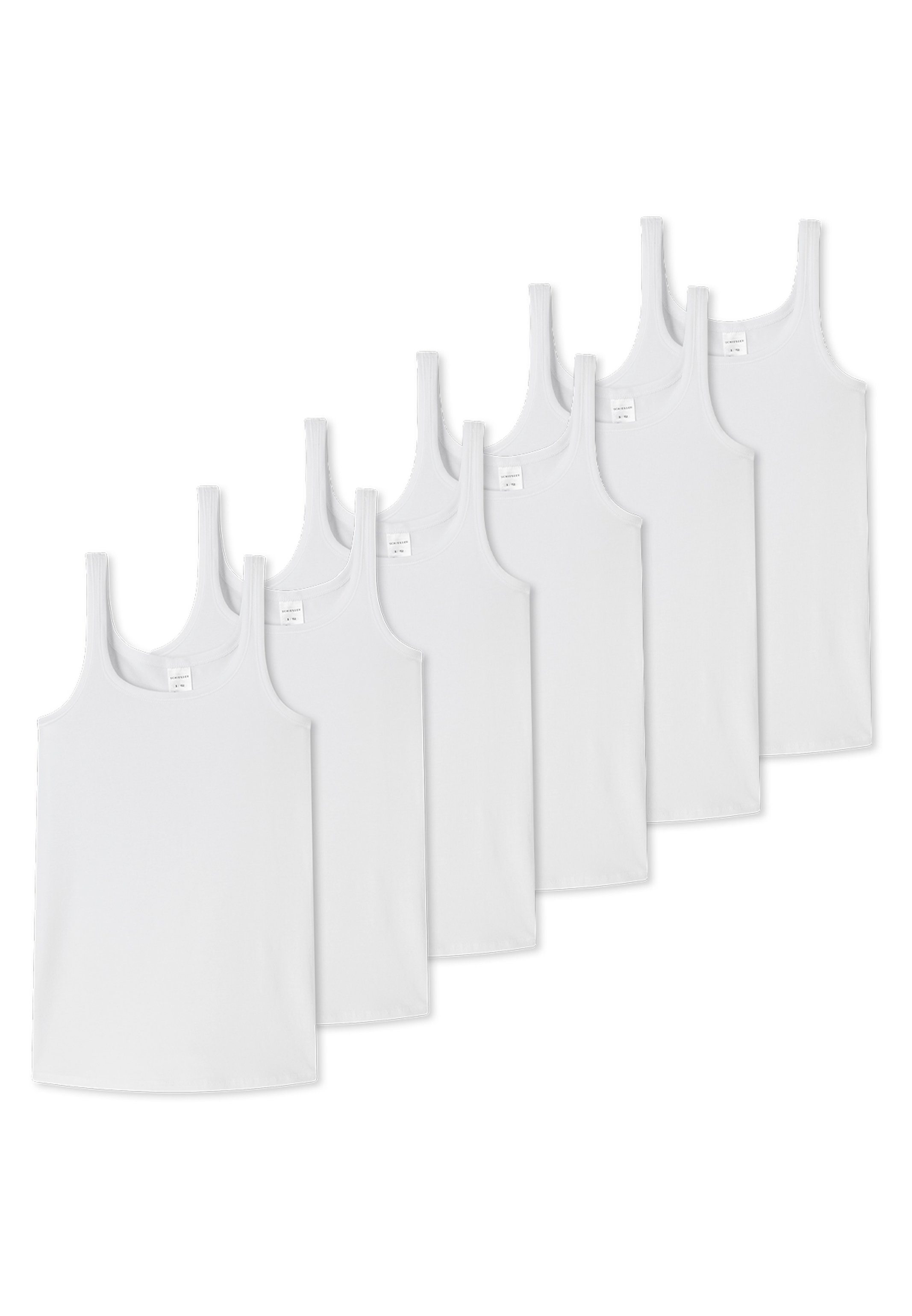 Schiesser Unterhemd 6er Pack Cotton Arm- Organic - Girls Einfass (Spar-Set, Weiß Halsausschnitt / mit Baumwolle Top Unterhemd 6-St) - Teens und 95/5