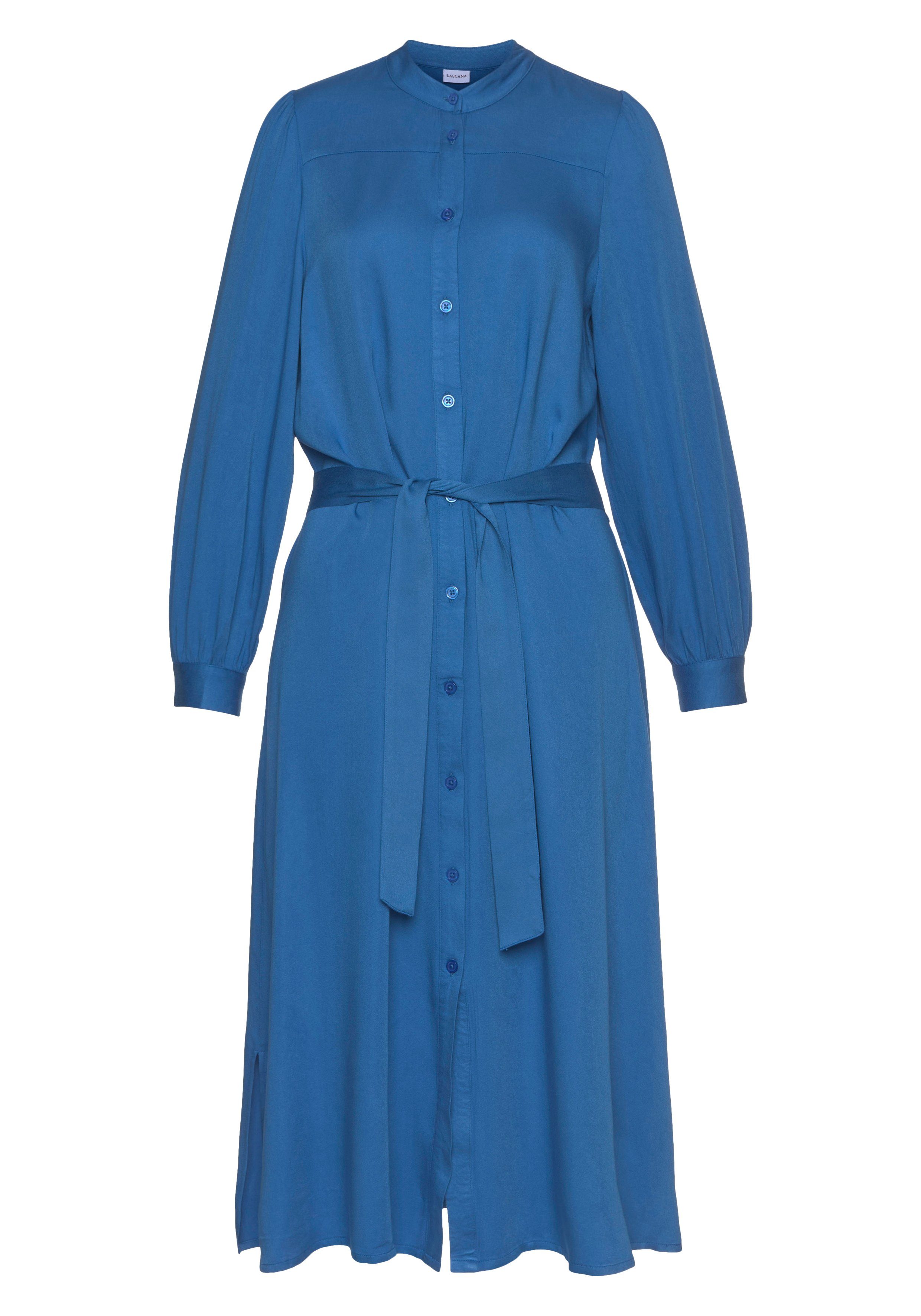 LASCANA Hemdblusenkleid (mit Bindegürtel) in lockerer Passform, elegantes Sommerkleid, Midikleid
