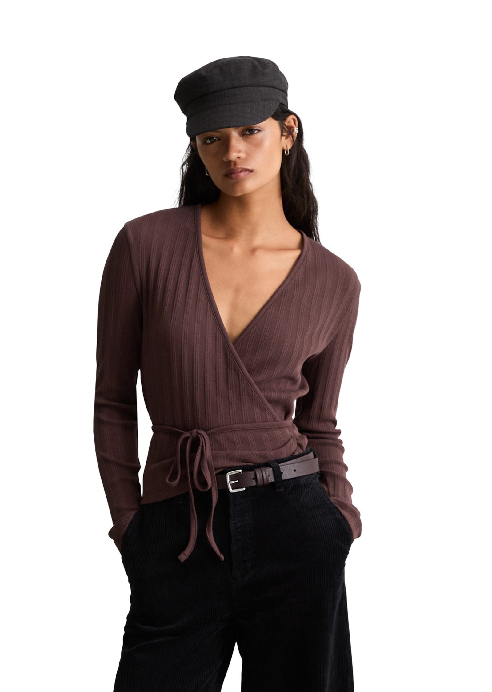 Marc O'Polo DENIM Langarmshirt aus geripptem Stretchjersey