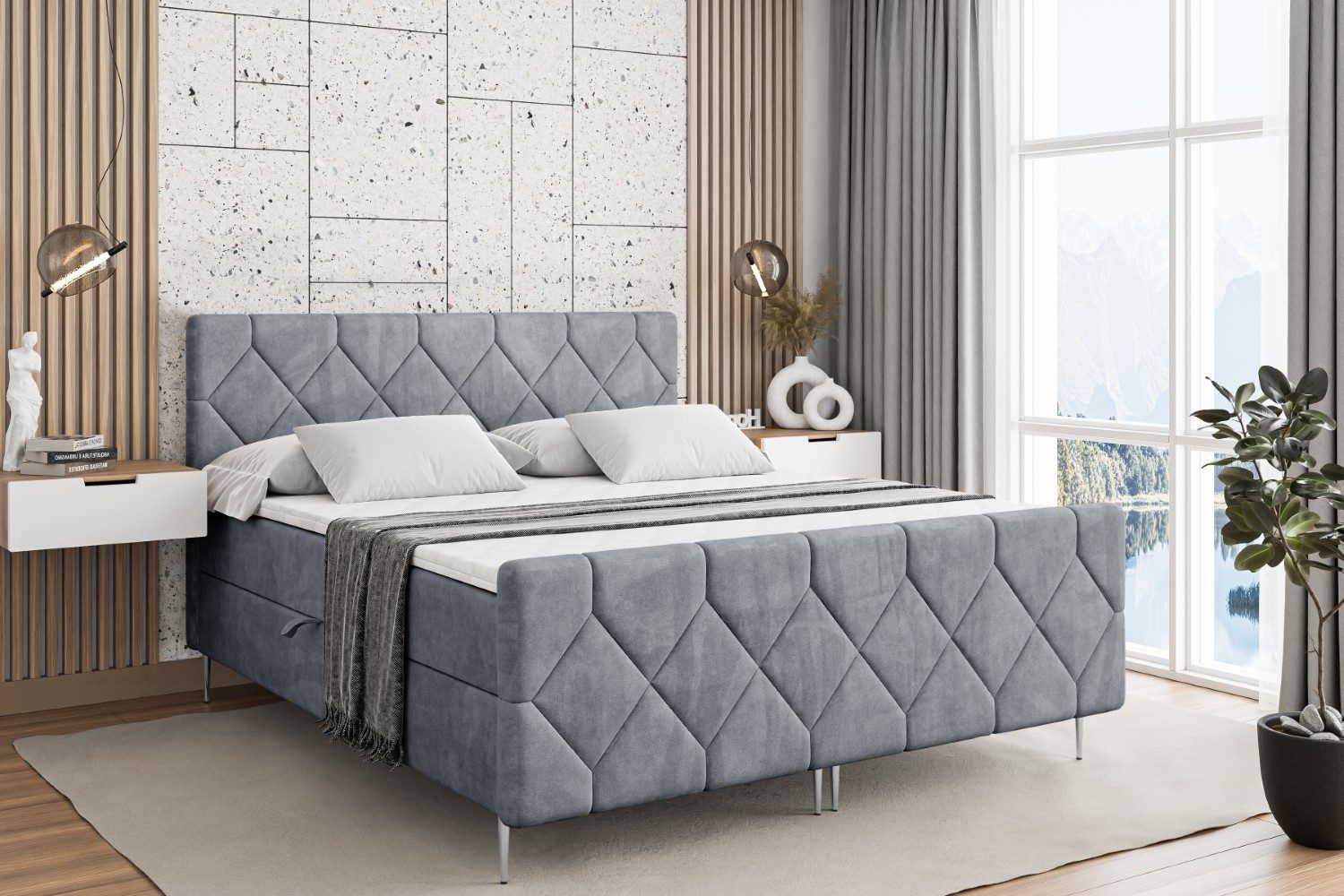 ALTDECOR Boxbett CATOR-F-Z (Multipocket-Matratze H4, H3 Matratze Bonellfederung, Topper, Kopfteil)