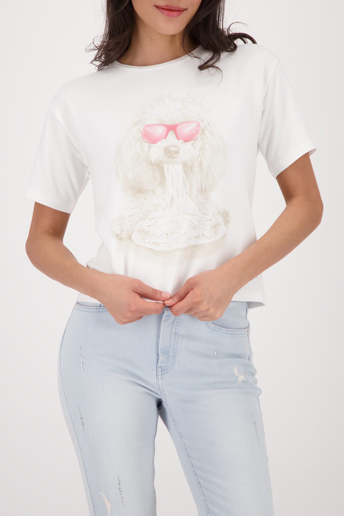 Monari T-Shirt Shirt Hund+Spaghetti Regular fit mit Hunde-Print günstig online kaufen