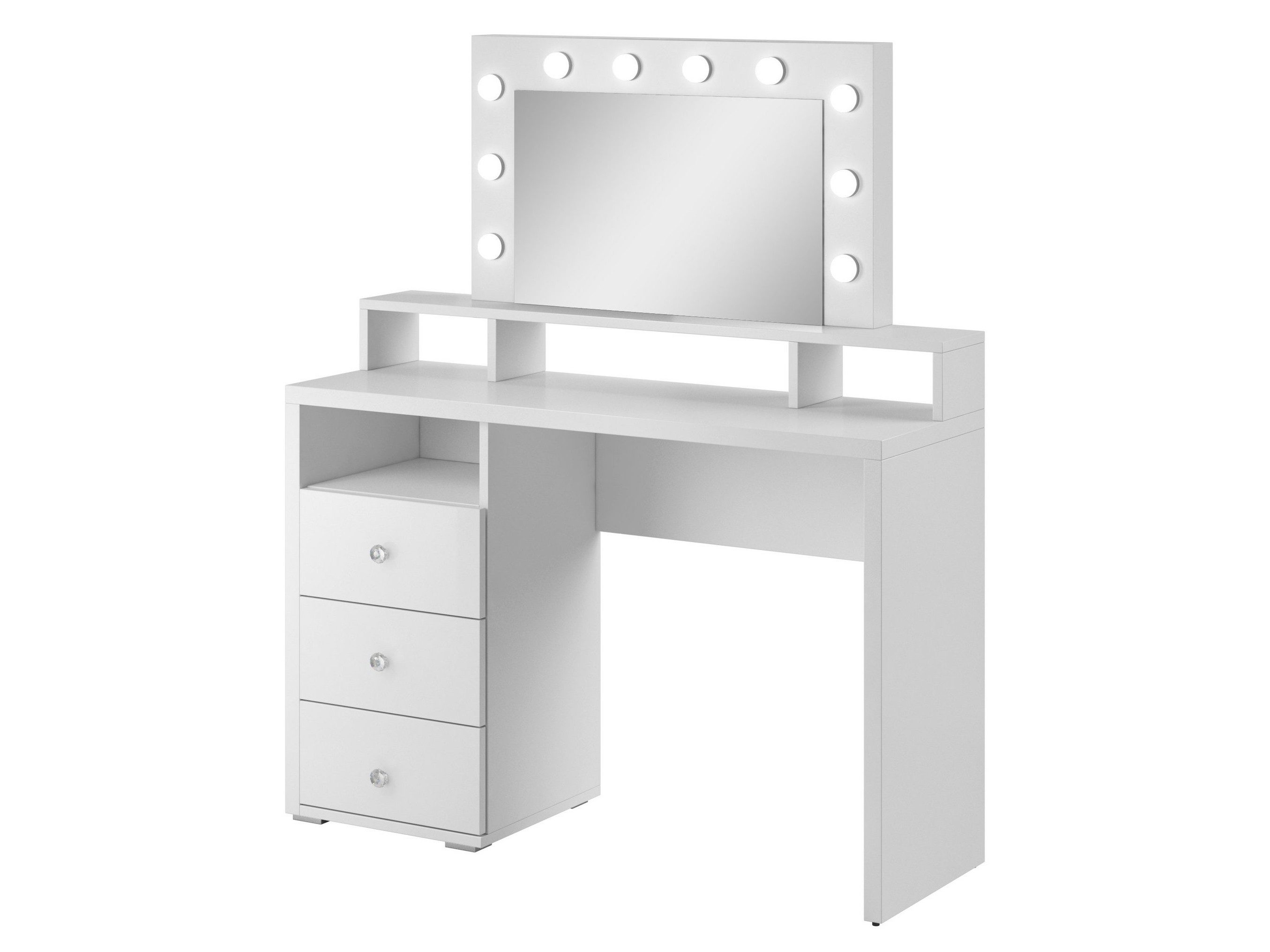 Beautysofa Schminktisch mit Spiegel DIVA (Hochwertige Verarbeitung, zeitloses Design), mit LED-Beleuchtung und 3 Schubladen