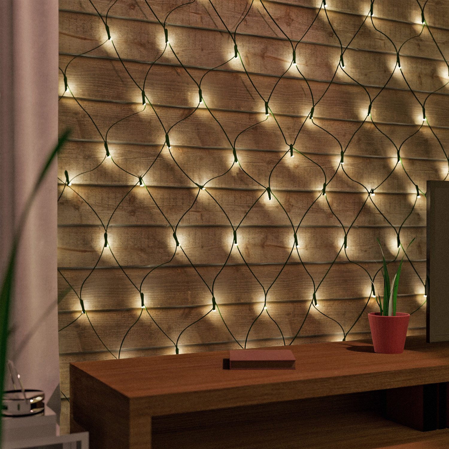 Mojawo Lichtervorhang 100 LED Lichternetz Lichterkette warmweiß Innen Ausse günstig online kaufen