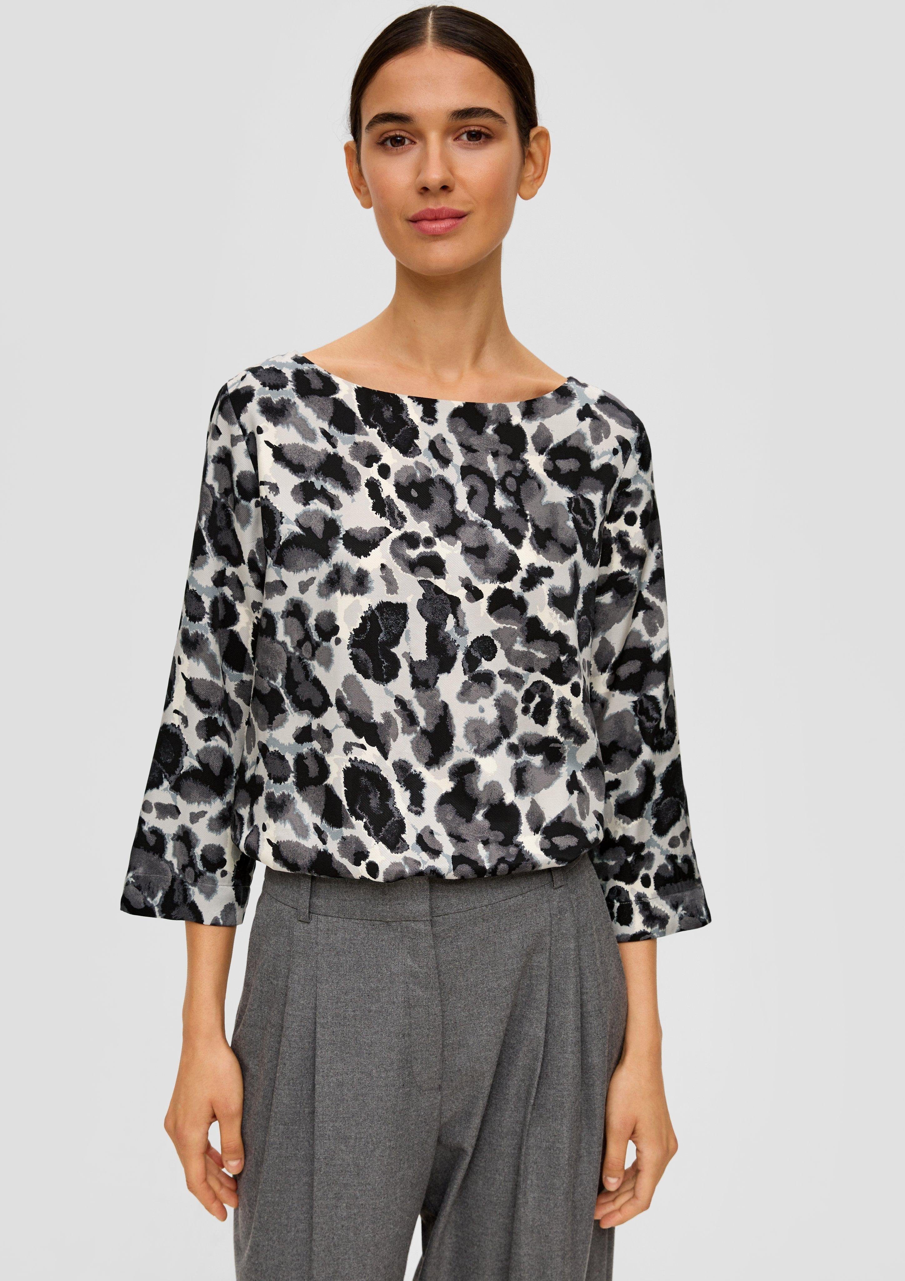 s.Oliver BLACK LABEL Langarmbluse Twillbluse mit All-over-Print