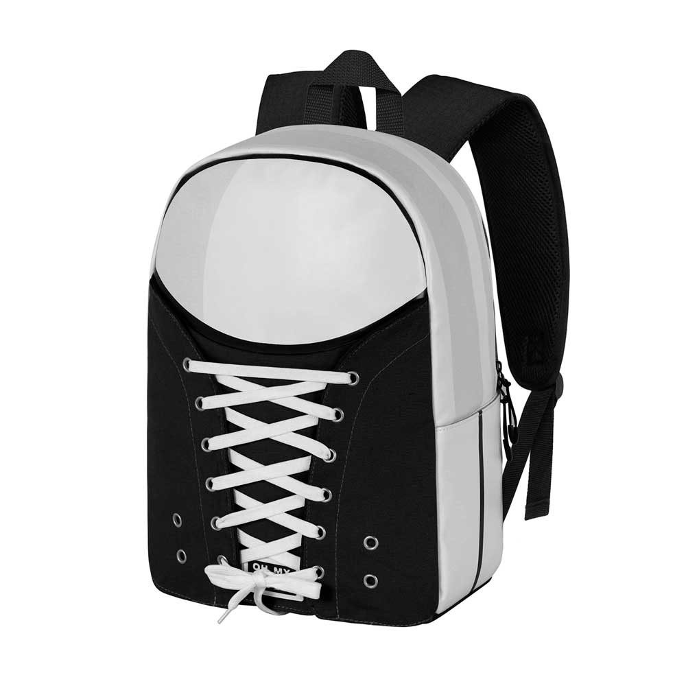 Oh My Pop! Rucksack Sneaker urbaner Tagesrucksack Alltagsrucksack Hingucker, Schuhoptik