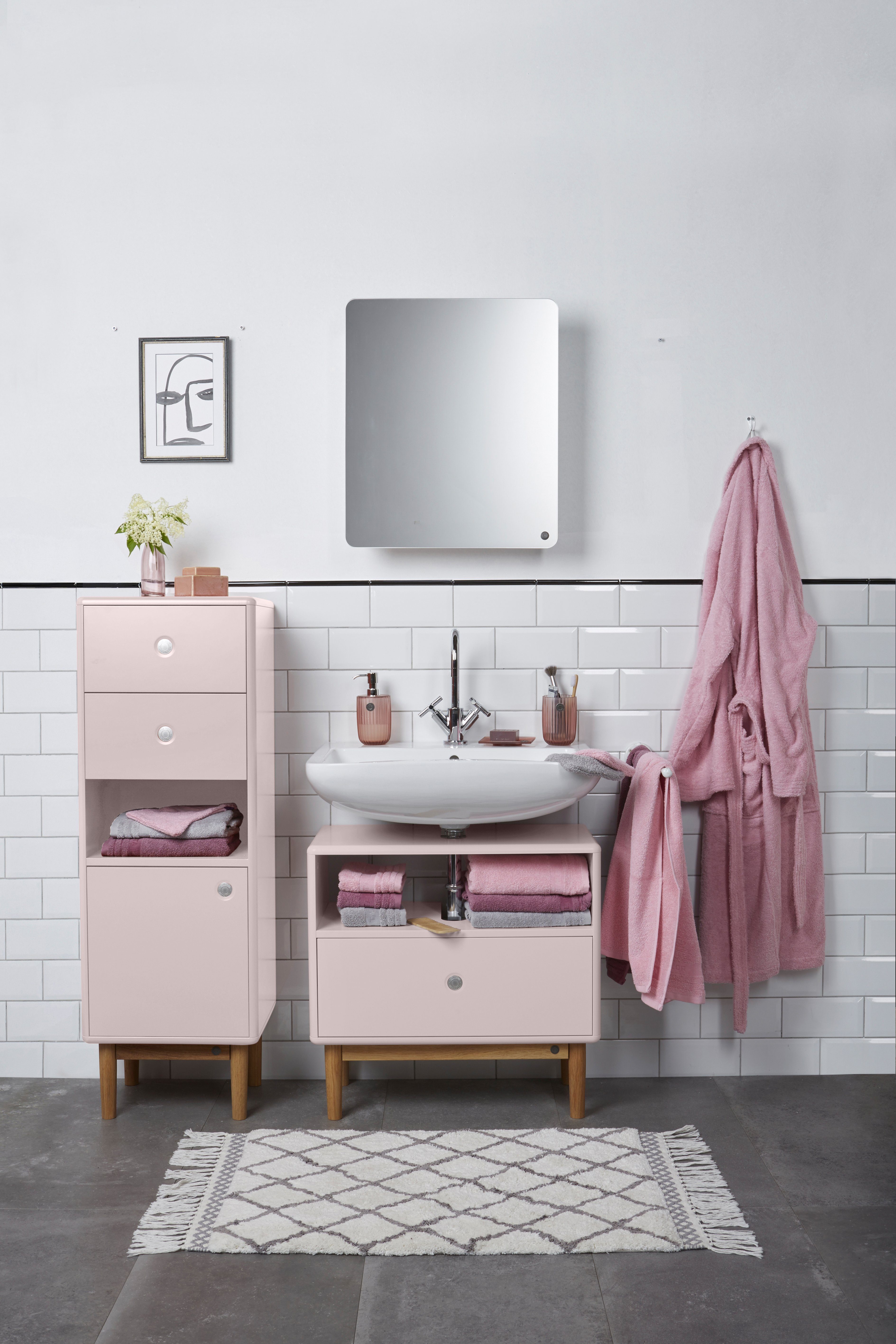 seidenmatt gerundeten lackiert Small mit mit Badspiegel Farben, Tür Mirror TOM Ecken, in BATH aus vielen COLOR MDF Tür TAILOR - Stauraum, mit rose006 HOME -