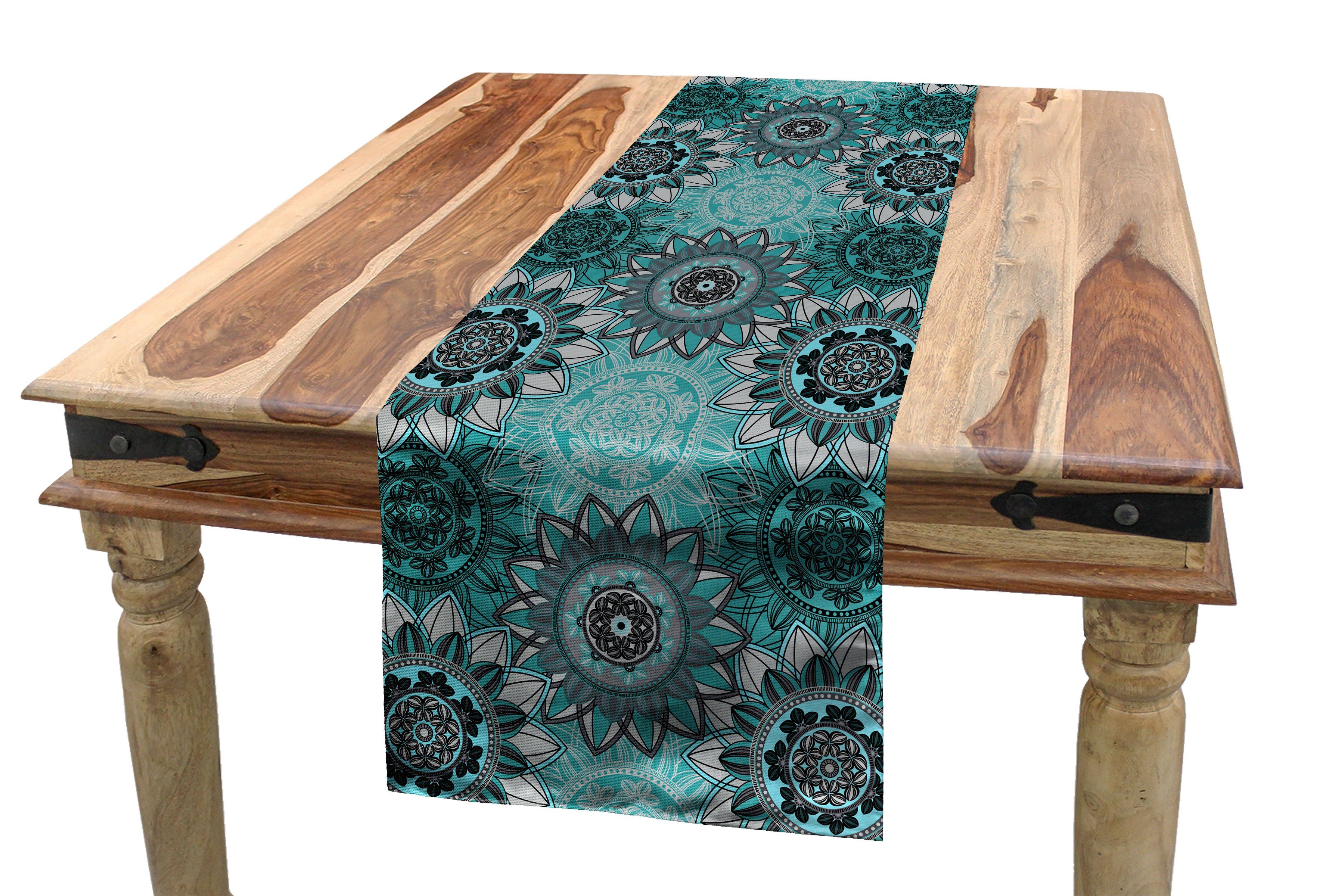 Abakuhaus Tischläufer Esszimmer Küche Rechteckiger Dekorativer Tischläufer, Mandala Hippie Oriental Frühling