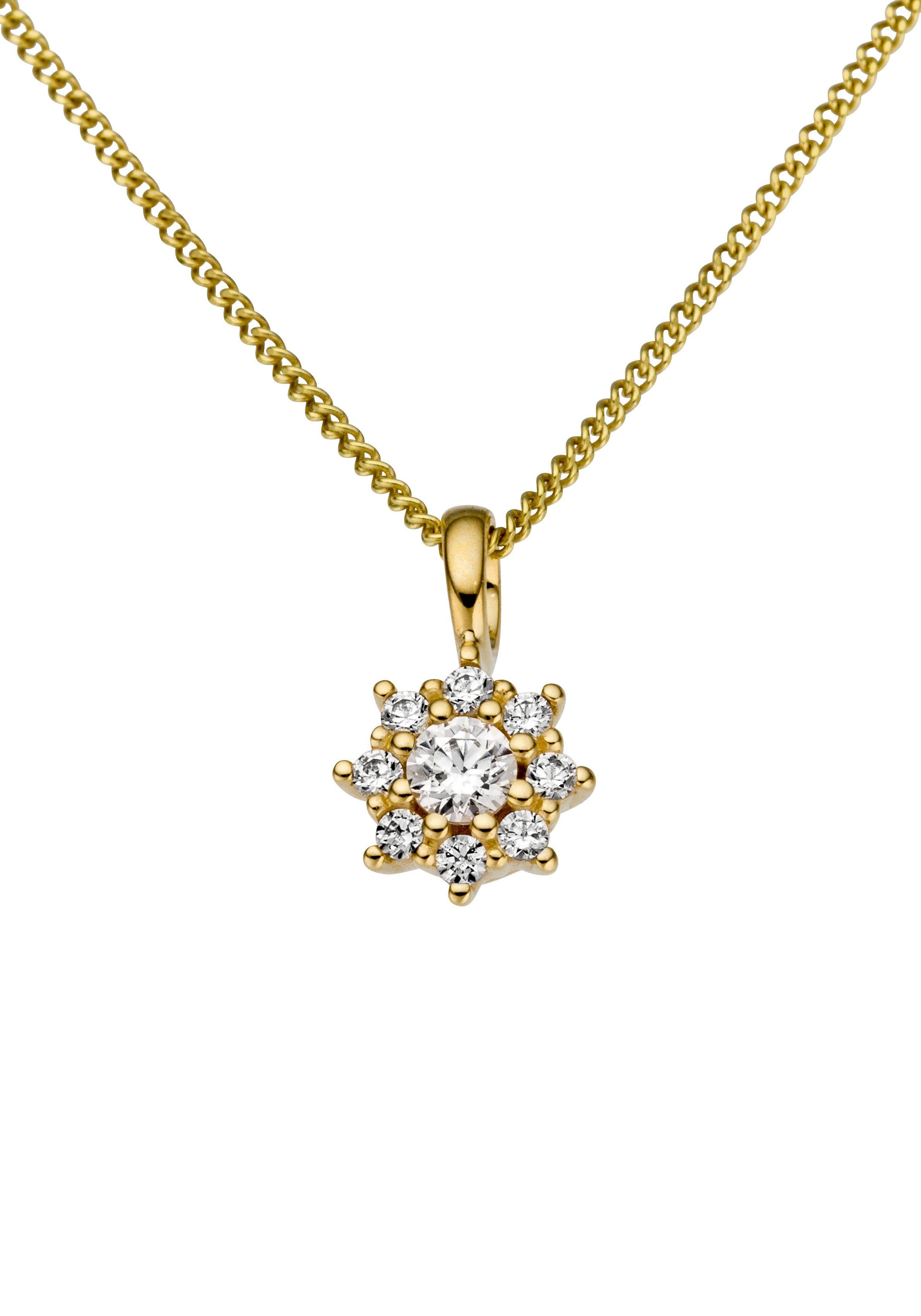 Firetti Kettenanhänger Schmuck Geschenk Gold 333 Halsschmuck Anhänger für Halskette Stern, mit Zirkonia (synth)