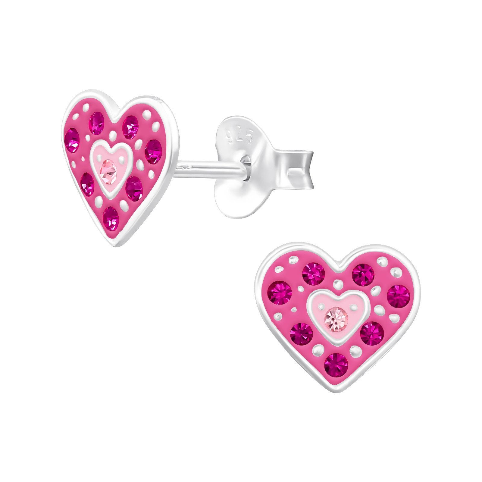 Ohrring-Set Herz Kinder Ohrringe mit Kristall 925 Silber Geschenk