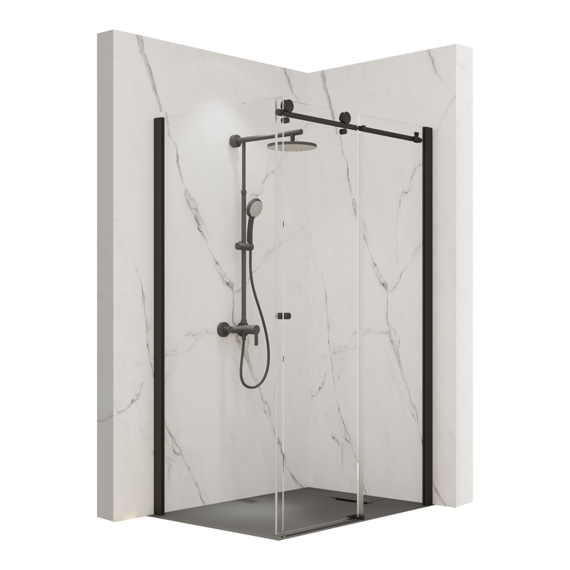 Schulte Eckdusche MasterClass, Höhe: 200 cm, BxT: 100x80 cm, 8 mm Sicherheitsglas, Schiebetür mit Nebenteil und Seitenwand