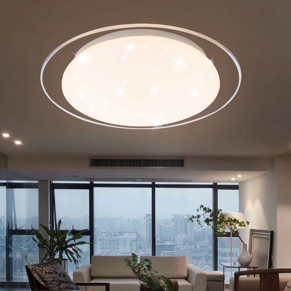 GLOBO LIGHTING LED Deckenleuchte, LED-Leuchtmittel fest verbaut, Kaltweiß, Warmweiß, Neutralweiß, Tageslichtweiß, Farbwechsel, Deckenleuchte Deckenlampe LED Wohnraumleuchte Sterneneffektlampe mit