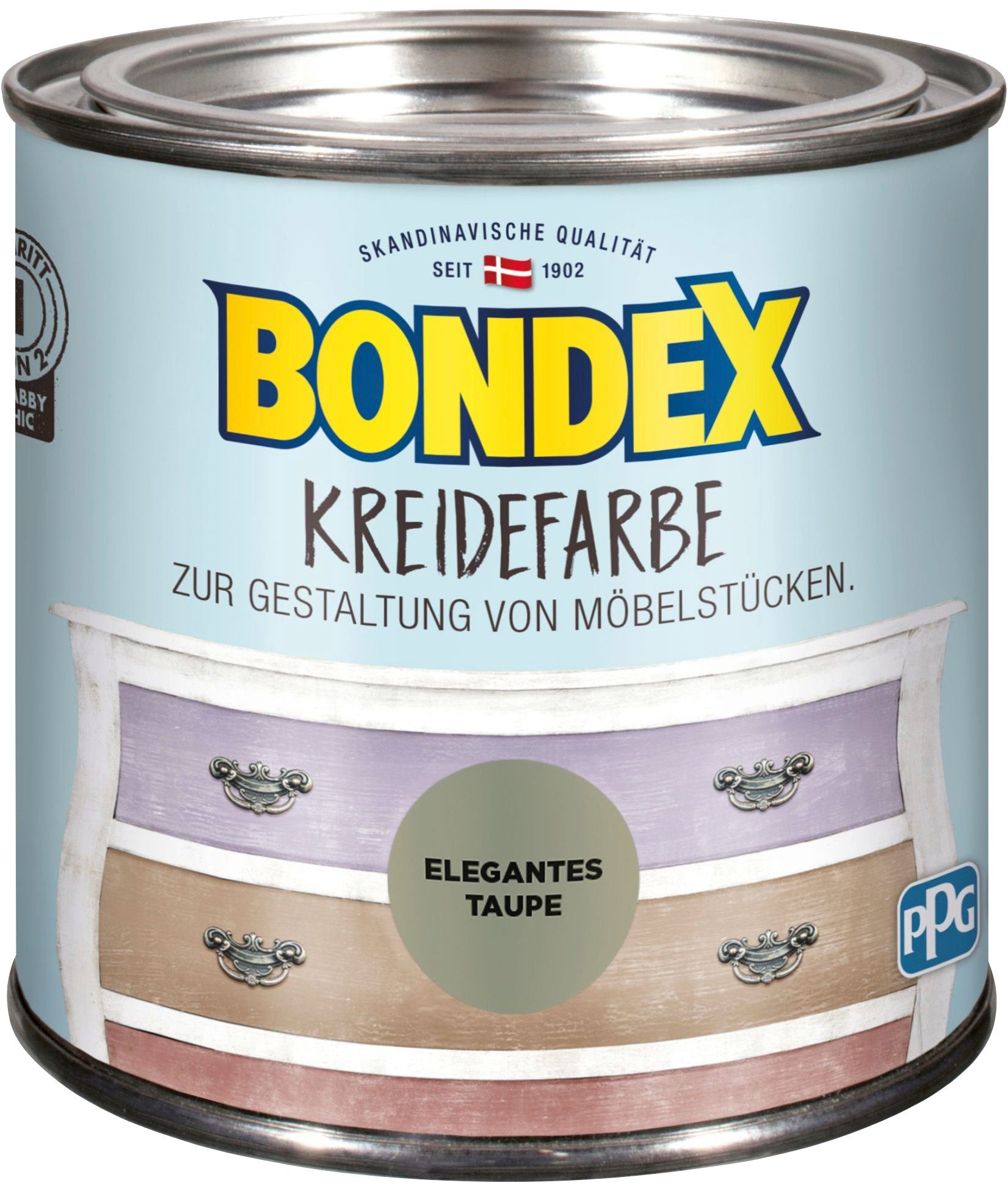 Bondex Kreidefarbe KREIDEFARBE, zur Gestaltung von Möbelstücken, 0,5 l Elegantes Taupe