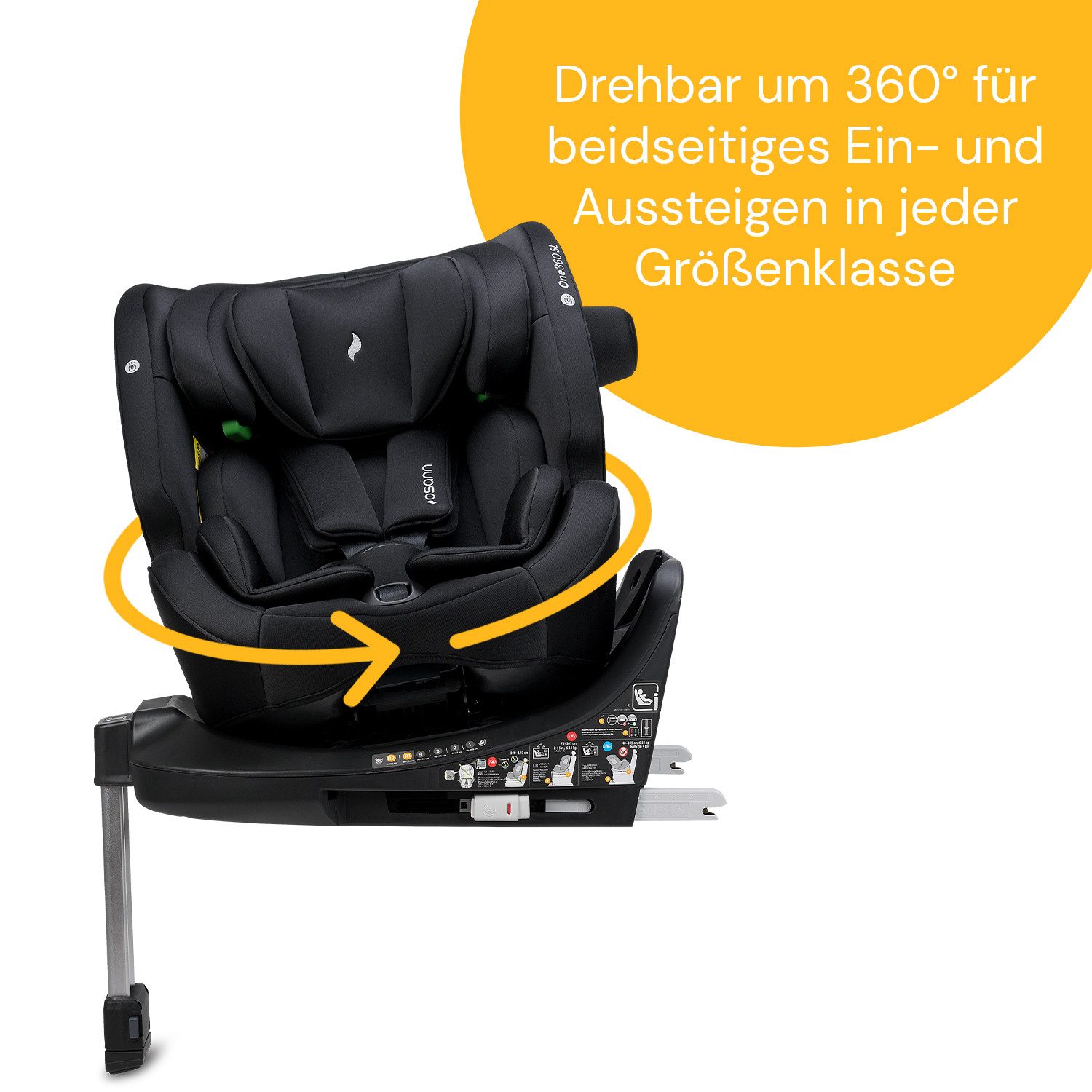 Osann Autokindersitz One360 SL, ab: Geburt, bis: 12 Jahre, ab: 40 cm, bis: 150 cm, 360° drehbarer Reboarder Kindersitz Isofix,40-150 cm, Baby Autositz