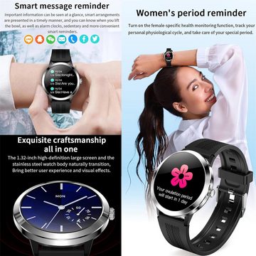 SGDDFIT Smartwatch (1,32 Zoll, Android, iOS), mit Pulsmesser Schlafmonitor Schrittzähler,IP68 Wasserdicht, Sportuhr