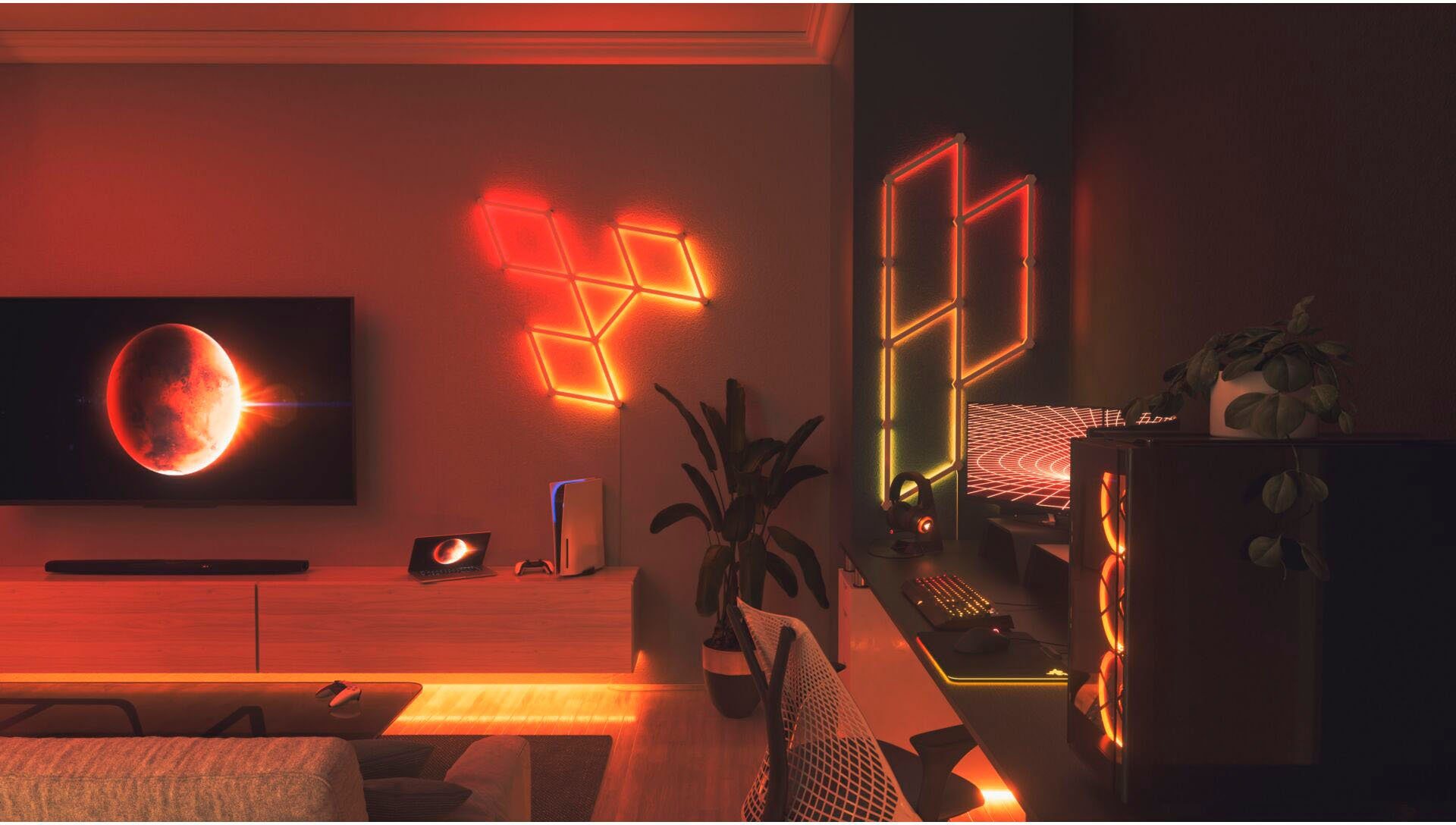 nanoleaf LED Lichtleiste Lines, Dimmfunktion, LED fest integriert, Farbwechsler, Starter Kit - 15 PK, Modulares Stecksystem, Smarte Technologie