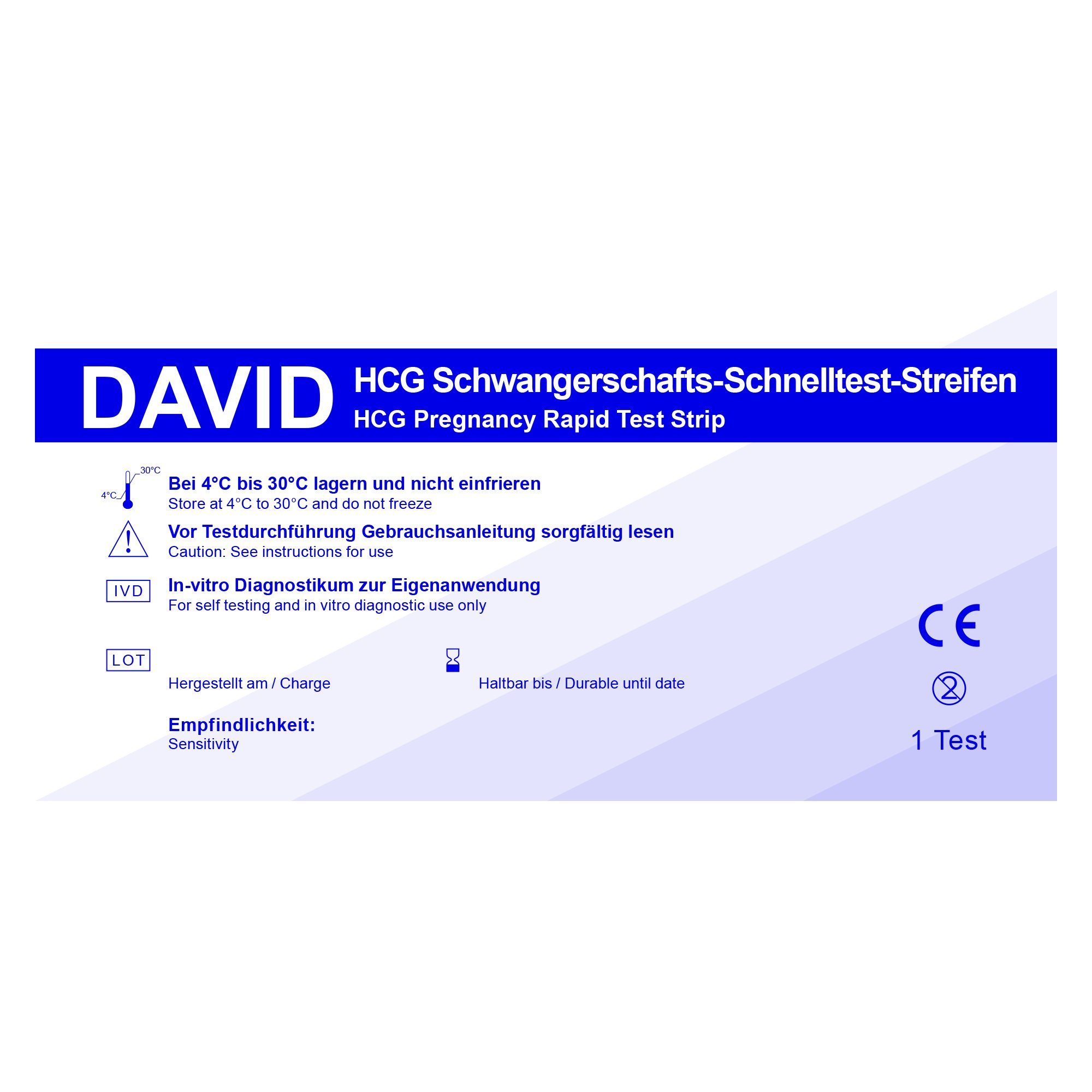 David Schwangerschafts-Teststreifen 10 x David Schwangerschaftstest Streifen 10miu/ml