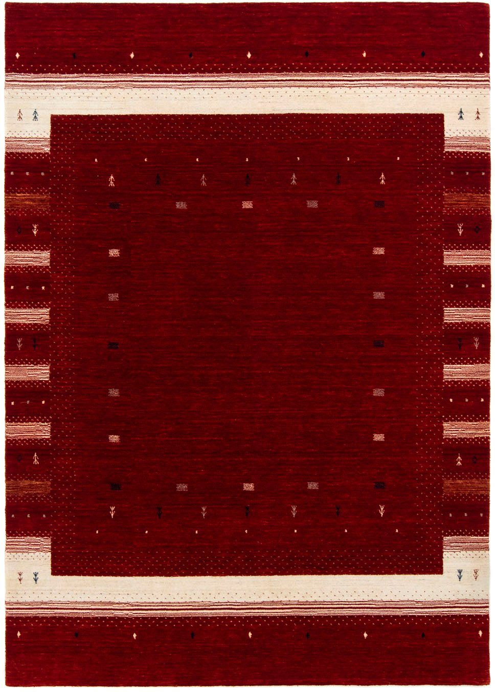 Wollteppich Loribaft Bordüre Rosso 240 morgenland, x 172 cm, mm, rechteckig, Sehr weicher 18 Flor Höhe