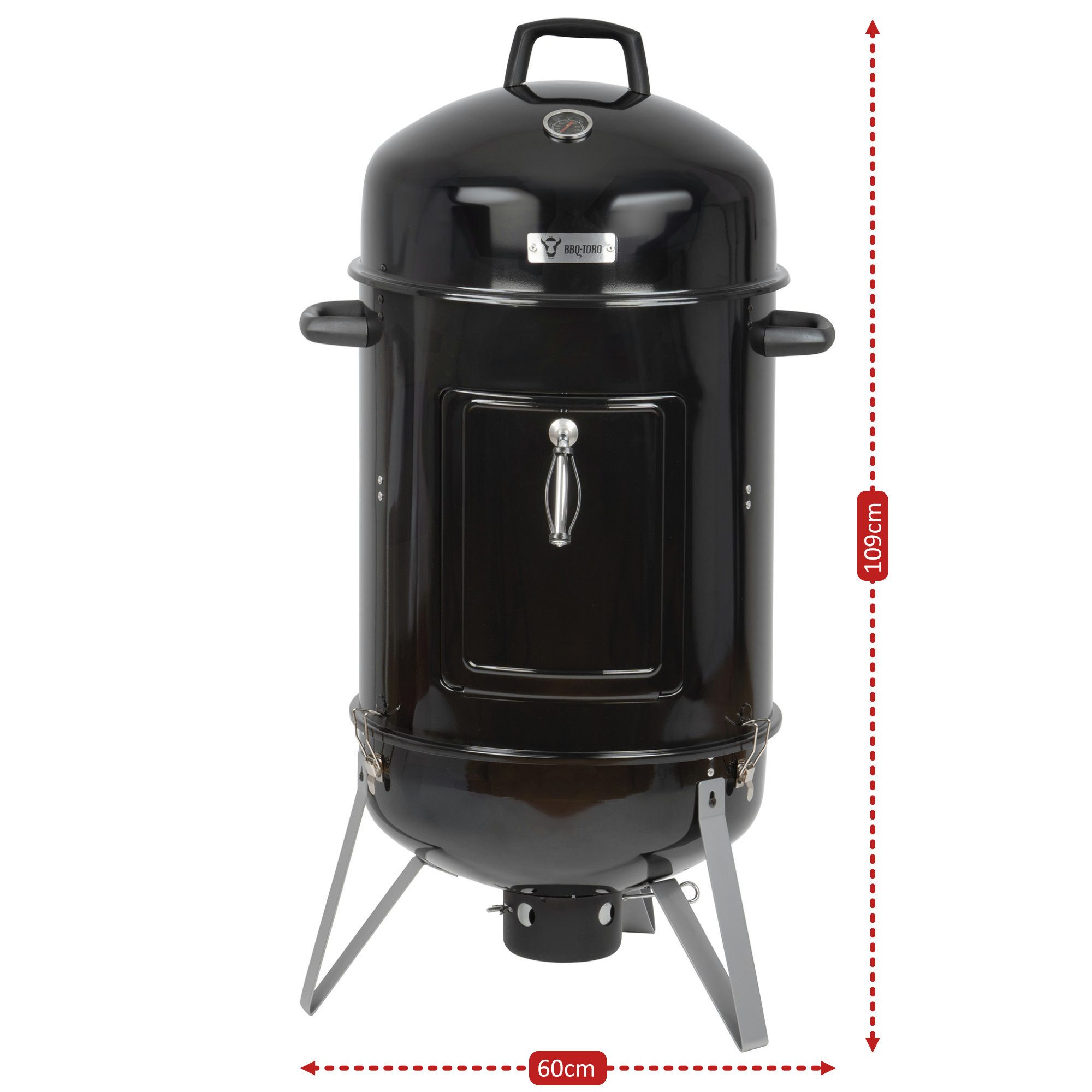BBQ-Toro Räucherofen Räuchertonne Oak Ø 47 cm, Räucherofen BBQ Smoker Holzkohlegrill – Bild 3 von 5