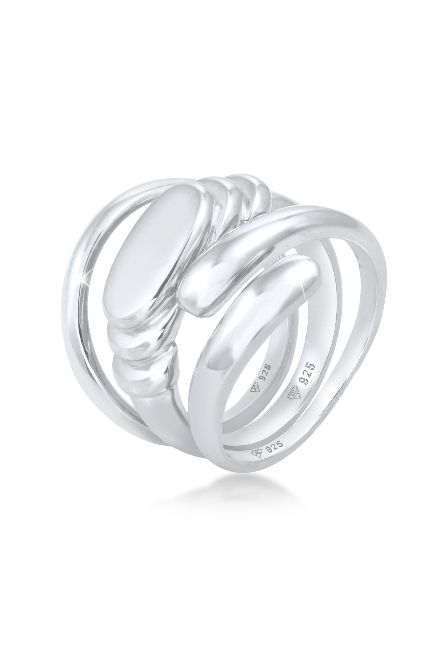Ring-Set Bandring Siegelring Wickelring Trio Set 925 Silber