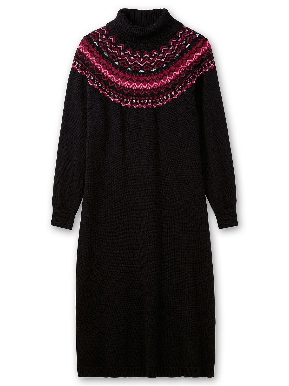 Sheego Strickkleid Große Größen mit Rollkragen und Norwegermuster