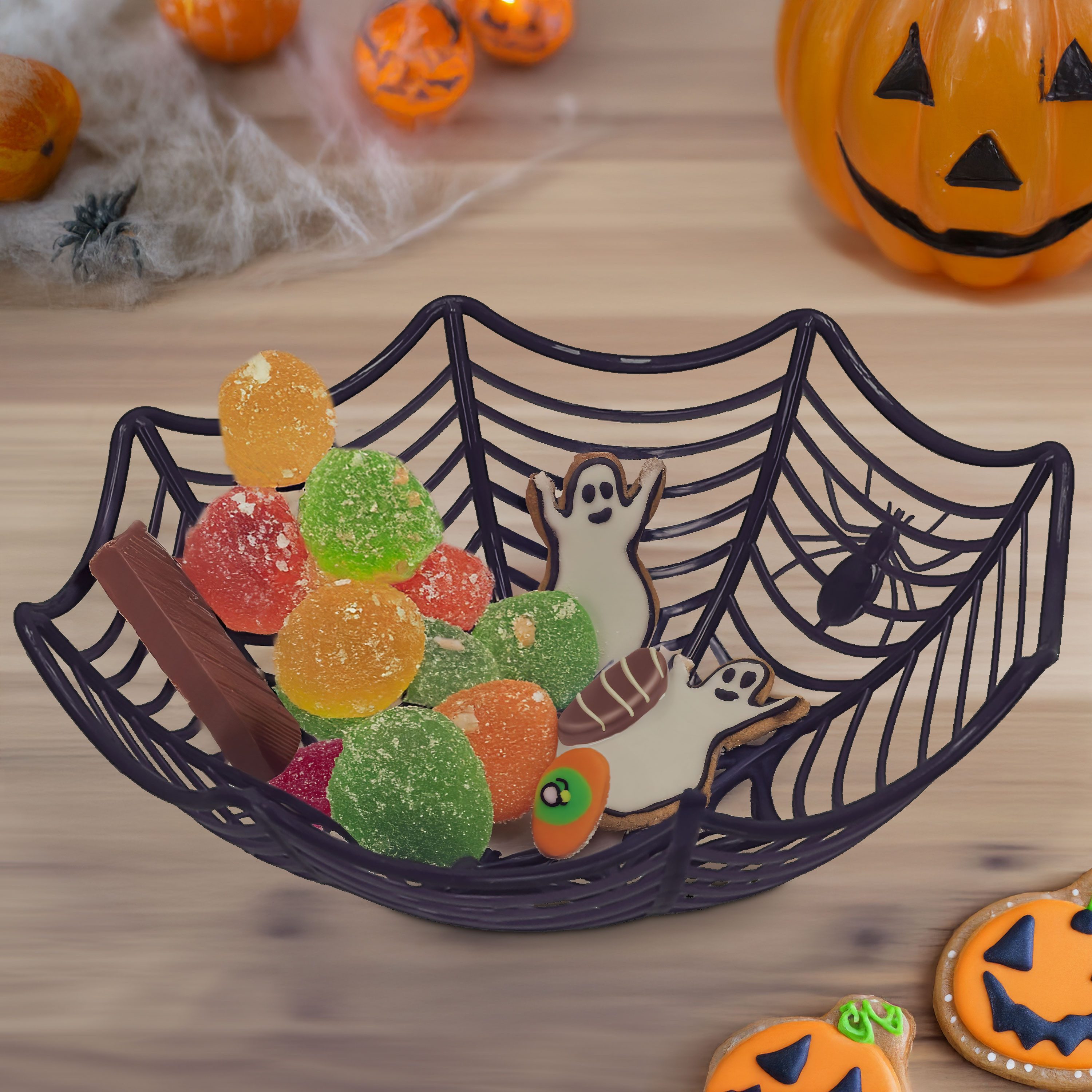 CEPEWA Dekoschale Schale Spinnenetz 6er Set PP orange schwarz 29x7cm Spinne Halloween